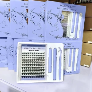 C D 卷曲预切单根睫毛细带自嫁接簇状定制 DIY 睫毛延长套件