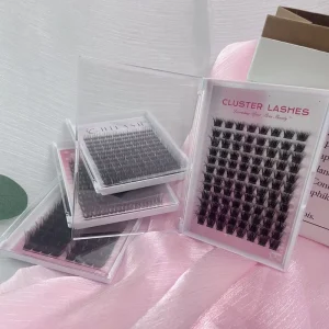 天鹅绒经典睫毛，自然C/D卷曲0.07毫米厚度混合长度假睫毛睫毛簇