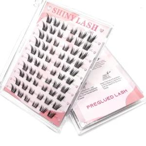 CC Curl 10-16MM Individual PBT Pre-Glued False Eyelashes Self-Adhesive DIY Custom Logo Reusable Natural Lashes for Home Use