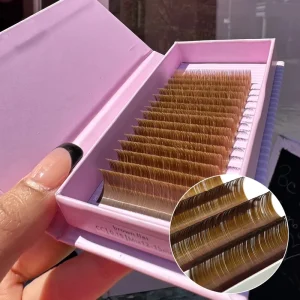 CC Curl Dark Light Brown Easy Fan Lash Extension 0.03 Fake Brown Eyelash Extensions