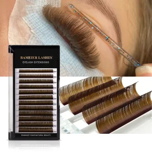 CC Curl Dark Light Brown Easy Fan Lash Extension 0.03 Fake Brown Eyelash Extensions