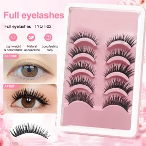 CC DD C D 5 Pairs Curl Synthetic False Eyelashes Fluffy Wispy Faux Mink Strip Lashes Reusable for Makeup Salon Gift