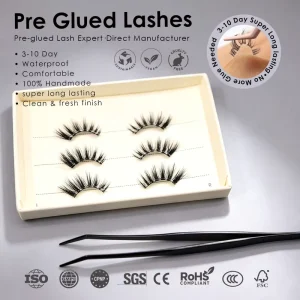 CE CPSR Pre glued Lashes Waterproof 100% Handmade for Press Lash Custom Sizes Curls Paper Tray 3D Effect Reusable UK France
