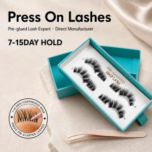 CPSR Pre glued Strip Lashes 100% Handmade Fluffy Manga Lash Custom Length Curl Acrylic Box Private Label UK France Europe
