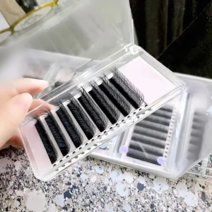 Camellia Handmade Natural Volume Velvet 0.05 Cashmere 5D Flower Fluffy Extensions Custom Logo Lash Extension Trays