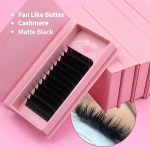 Cashmere Dark Matte Black 0.03 Velvet Mink Hand Made Lash Extensions Trays Korean Pbt Volume Eyelash Extensions