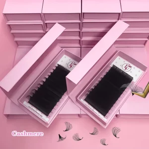Cashmere Matte Black Fluffy Volume Silk Velvet Lashes Trays Faux Mink Cashmere Eyelash Extensions Lash Trays