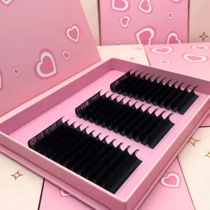 Cashmere Silk Natural Individual Volume Lash Extension Tray Private Label Dark Matte Black Eyelash Extensions