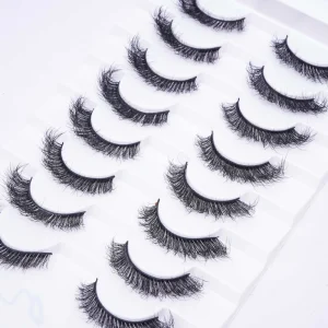 Cat Eye False Eyelashes 16 Pcs 8 Pairs Wispy Flared Voluminous Lashes Criss Cross Natural Glam Look Lash Set