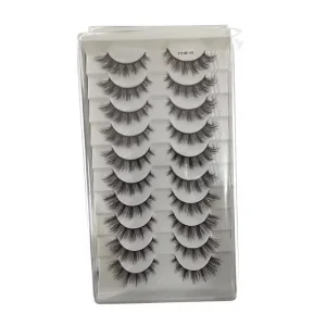 Cat Eye False Eyelashes Full Strip Lashes With Thin Band 3D Faux Mink Fluffy Eyelashes Wispy Natural Volume Reusable Eyelashes
