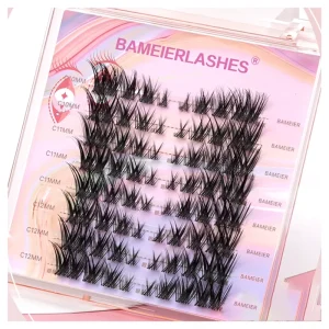 Cat Eye Fox Eye Jet Black Faux Mink DIY Cluster Lashes Segmented Eyelashes