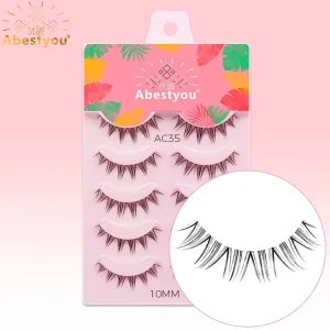 Cat Eye Foxy Style Lashes Dramatic Faux Mink Eye Lashes 5 Pairs Tray Fluffy Full Strip Eyelashes