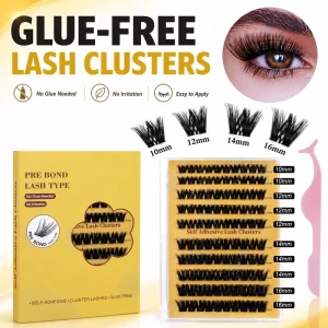 Cat-Eye Handmade Soft Natural Wispy No-Glue Press-On Lash Clusters Factory Direct