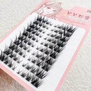 Cat Eye Lash Clusters Natural Eyelash Extensions Under-Lash Makeup Mixed Length Individual False Eyelashes