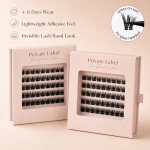 Cat Eye Light Fluffy Natural Hair Pre Bonded Glued Cluster Lashes DIY Handmade Invisible Band Self Adhesive Cluster Lashes