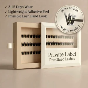 Cat Eye Light Fluffy Natural Hair Pre Bonded Glued Cluster Lashes DIY Handmade Invisible Band Self Adhesive Cluster Lashes