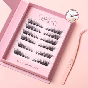 Cat Eye Stick-On Eyelashes Vegan Cruelty-Free Wispy Soft Hair Pre-Glued Cluster Lashes Self-Adhesive Press-On Lashes