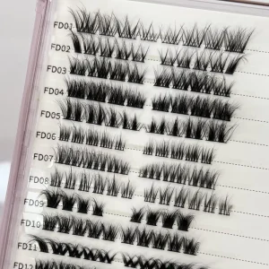 Cat Shape Mix Length Natural Strong Band Lashes Pre Glued Eyelash Extensions DIY Cluster Individual Eyelashes