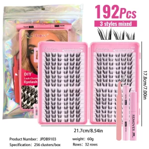 Cat eye Glue style False Eyelash Set With Plastic Black Band Naturally Angled Lashes Large capacity Book Design