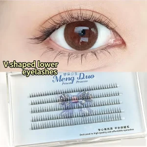 Cat’s Ears V-Shaped Lower False Eyelashes, Natural Single Clusters, Segmented