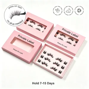 Certified Pre-Glued Half Lashes 100% Handmade Manga Fluffy Press on Lash Custom Size Curl Private Label Eyelash Box