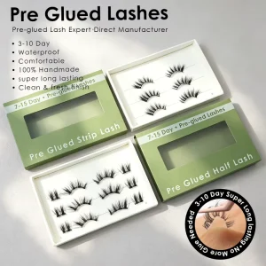 Certified Pre glued Strip Lash 100% Handmade 10 Days Lasting Waterproof Wispy Fluffy Manga Eyelash Custom Luxury Magnetic Box