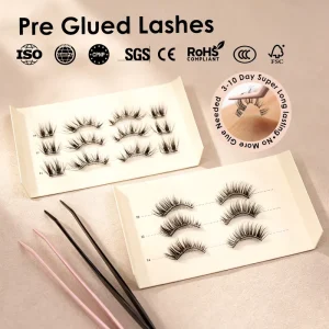Certified Pre glued Strip Lashes Waterproof Fluffy Manga Press on Lash Custom Sizes Curls Cardboard Box Private Label UK France