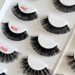China Sunland 16mm Handmade Mink d Curl Strip Eyelash Fluffy Volume Lashes Vendor Russian Strip Lashes