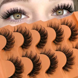 Classic Hybrid Volume Lashes 5 Pairs Short Russian Strip Makeup False Eyelashes Wispy D Curl Style