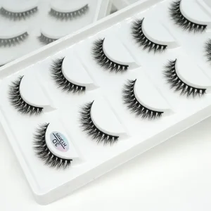 Classic Hybrid Volume Lashes 5pairs Russian Strip False Eyelashes Synthetic Hair Black Cotton Band Full Strip Lashes