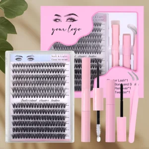Clear Band Cluster Lashes Kit Bottom Lash Bond and Seal Waterproof New Coming DIY Segment Lash Kit