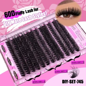Clear Band DIY Cluster Lashes Invisible Individual Eyelash Extension Natural Look Segmented Lashes Private Label Factory Price