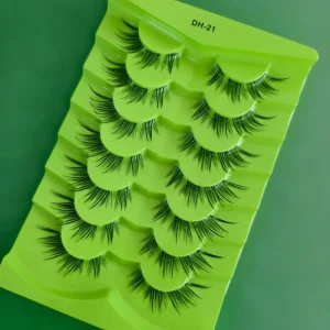 Clear Band Lashes Faux Mink Eyelashes Natural Vegan Full Strip Lashes Invisible Band Eyelashes 7 Pairs Package