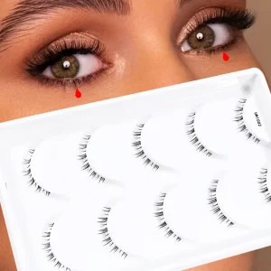 Clear Band Lower Eyelashes Natural 5 Pairs Tray Synthetic Hair Faux Mink Lashes Beauty Supplies Bottom Lower Lashes