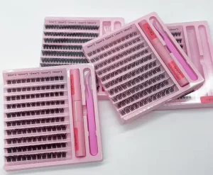 Clear Band Pre Glued Cluster Lashes DIY Press on Eyelash 0.07 C D Your Logo 8 16mm Custom Segment Lash Cluster Kit