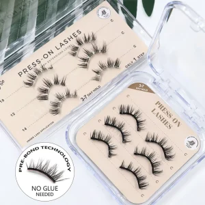 Clear Glue Super Fine Soft Band False Eyelashes Slef Adhesive Sticky Handmade Press on Strip Half Lashes