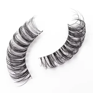 Clear Invisible Band Messy Full Strip Eyelashes Russia D Curved Hyaline Peduncle 3D Multi Layered Faux Mink Eyelash Custom Logo