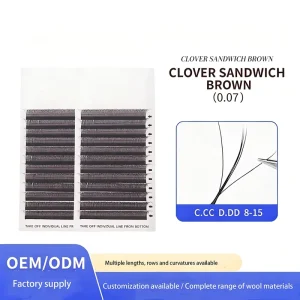 Clover Shaped Brown Eyelash Extensions Super Soft Thick & Full Salon Use