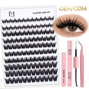 Cluster Eyelash Extensions DIY Kit Spiky Manga Fairy Lashes Hybrid Volume Comfortable Black Cotton Stalk Synthetic Professional
