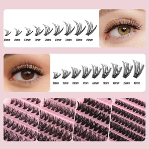Cluster Lash with Glue Natural Soft Volume Look Ultra Thin Fiber Mix Length 8 16mm Easy to Apply Beginner Friendly OEM ODM