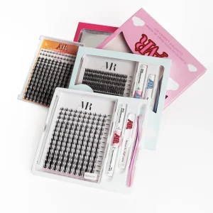 Cluster Lashes Custom Logo Fluffy Lash Cluster Kit Thin Band Manga Lash Clusters DIY Eyelash Extension Kit