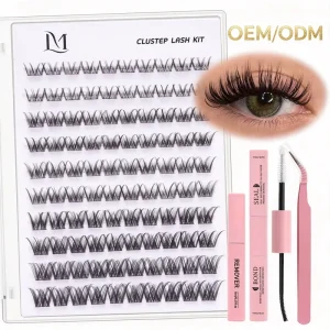 Cluster Lashes DIY Extension Kit Fairy Manga Wispy Spiky Individual Lashes Set Reusable Comfortable Handmade Synthetic Black