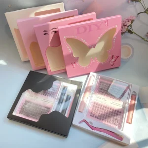Cluster Lashes Fluffy Private Label Natural D Curl Cluster Lash Kit Segment Eyelash Glue and Tweezers Clusters Lashes
