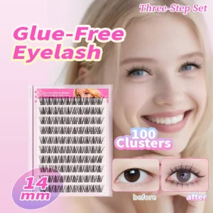 Cluster Lashes Glue Free 10 Rows Mermaid Natural Fluffy Wispy Faux Mink DIY Individual Eyelash Extensions