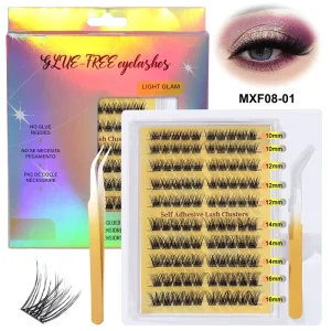 Cluster Lashes Kit Custom Logo Tweezers Fluffy Wispy Faux Mink DIY Individual Lash Extensions Full Set OEM