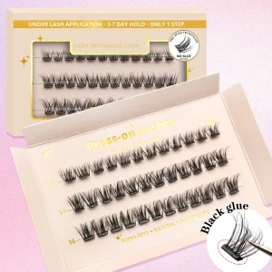 Cluster Lashes Pre Glued Custom Logo DIY Strong Hold Eyelash Extension Lash Clusters Glued Lashes