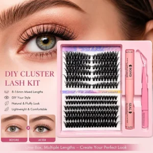 Cluster Lashes Semi-Handmade DIY Individual Extension Mixed Length 9-16mm 8D Super Fine Band Vegan Cruelty-Free Fiber Customized