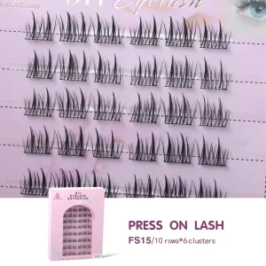 Cluster Lashes Set Private Label Glue Free Self Adhesive Segmented Extensions 3D Cross Style Matte Premium Cashmere Fiber 10