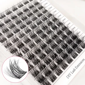Cluster Lashes Super Soft Black Thin Band Lash Cluster 3D Natural Look Custom Packaging Logo Ex Factory Price