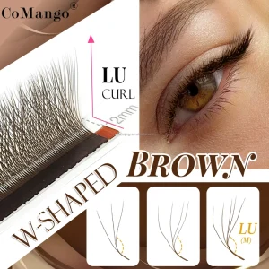CoMango 3D 4D 5D Brown Eeylashes Extension LU(M)Curl W Shaped Individual Lashes Hand Woven Premade Fans Wholesales